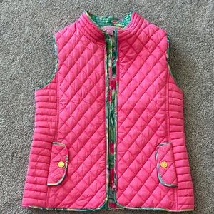 Lilly Pulitzer Pink Quilted Kids Vest with Green Trim